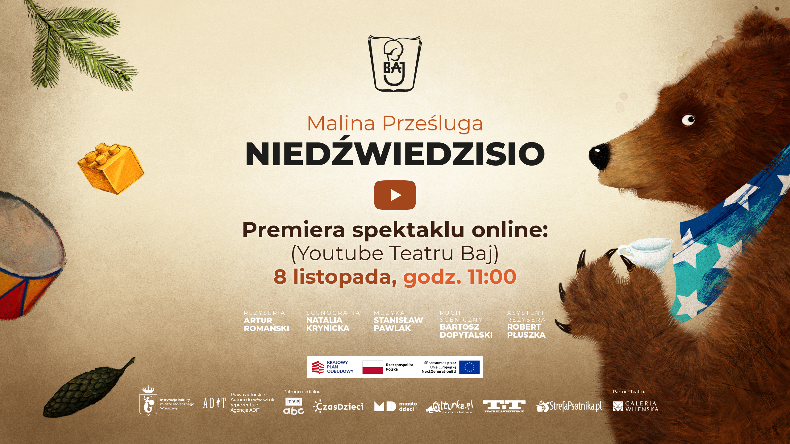 Baner zapowiadający premierę spektaklu online